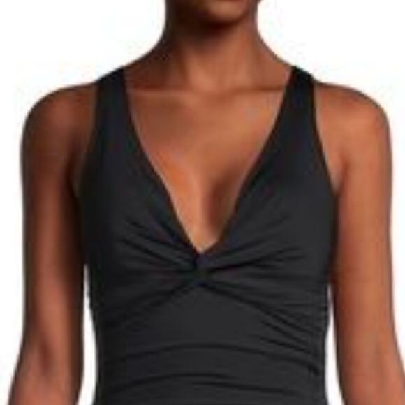 WOMEN'S Black Twist One Piece Swim Suit - Picture 1 of 6